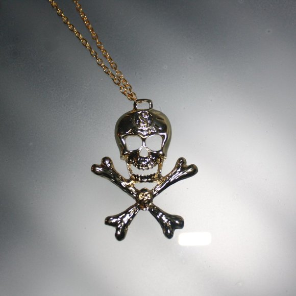Skull & Bones Necklace & Earring Set - Picture 4 of 4